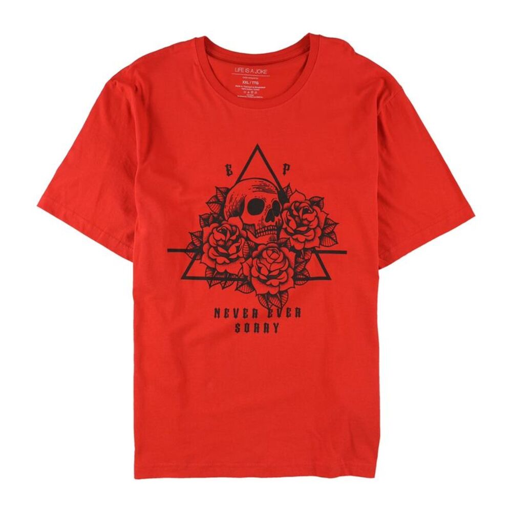 Elevenparis Mens Never Ever Sorry Graphic T-Shirt, Black, 2XL, DM